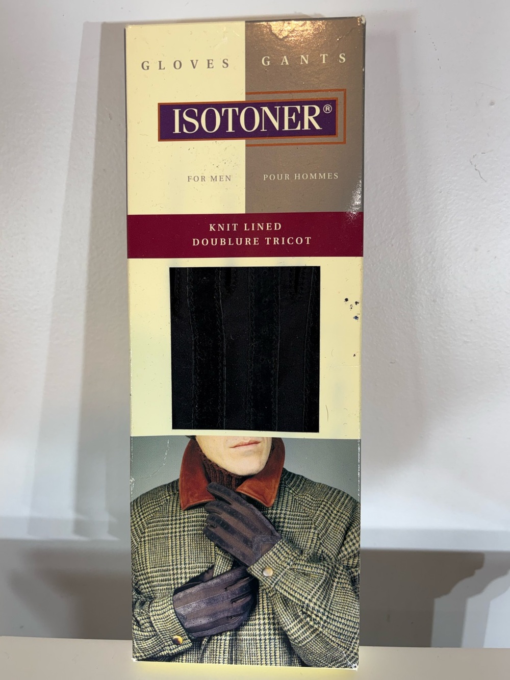 Vintage Isotoner Men’s Black Stretch suede Trim Gloves Large NIB